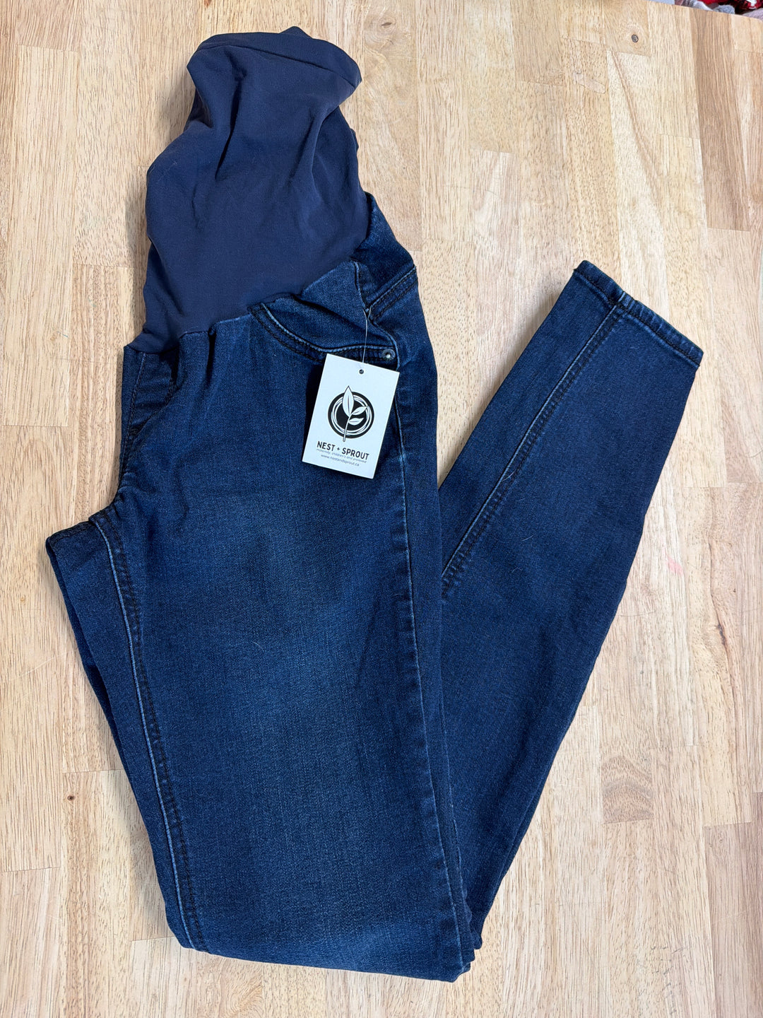 Indigo Blue Maternity Skinny Jeans – M/L | Dark Blue Denim | High Rise