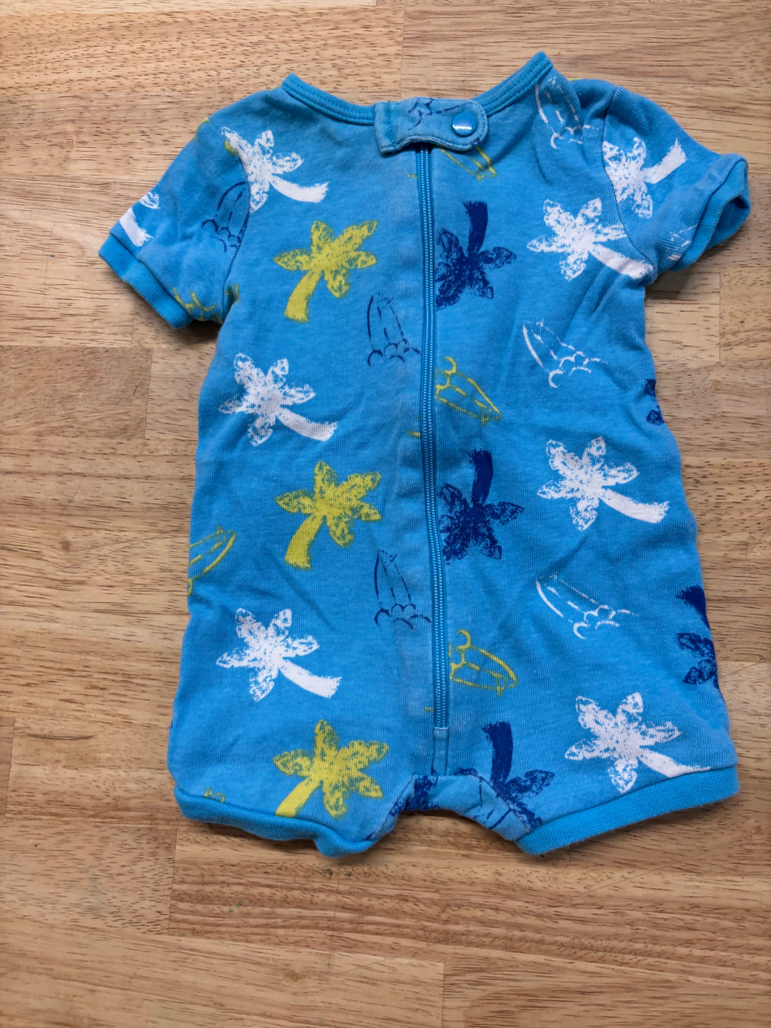 Joe Fresh Short Sleeper – Blue Palms – 3-6M