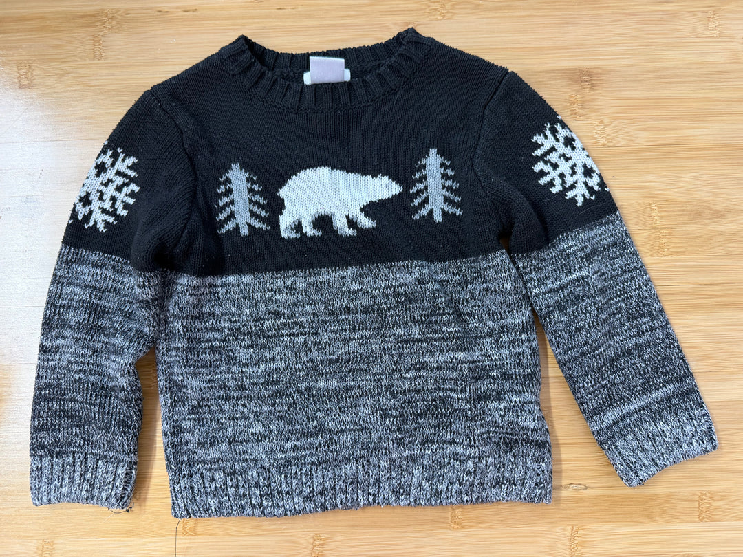 Joe Fresh Polar Bear Knit Sweater – 3 | Grey & Black