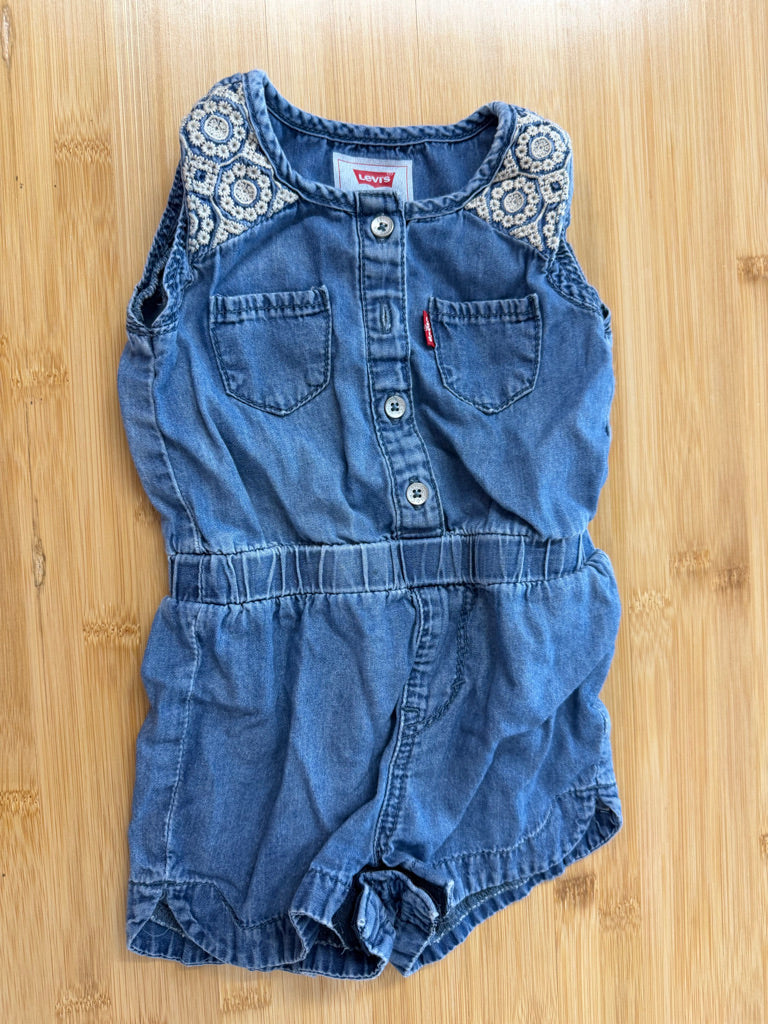 Levi's Denim Romper – 18M | Embroidered Shoulders Sleeveless