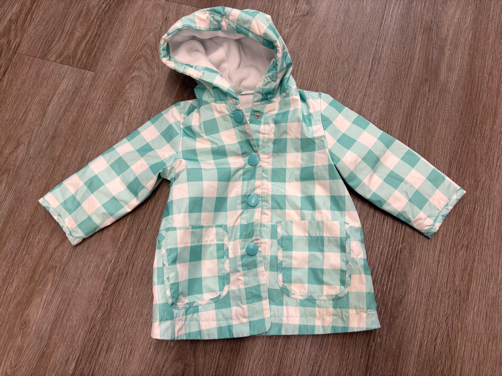 Carters 12M Gingham Fleece Jacket – Blue/White