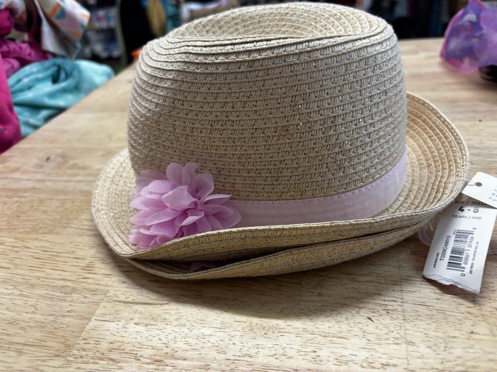 Joe Fresh Straw Hat Pink Floral New With Tags | Size 4–5Y