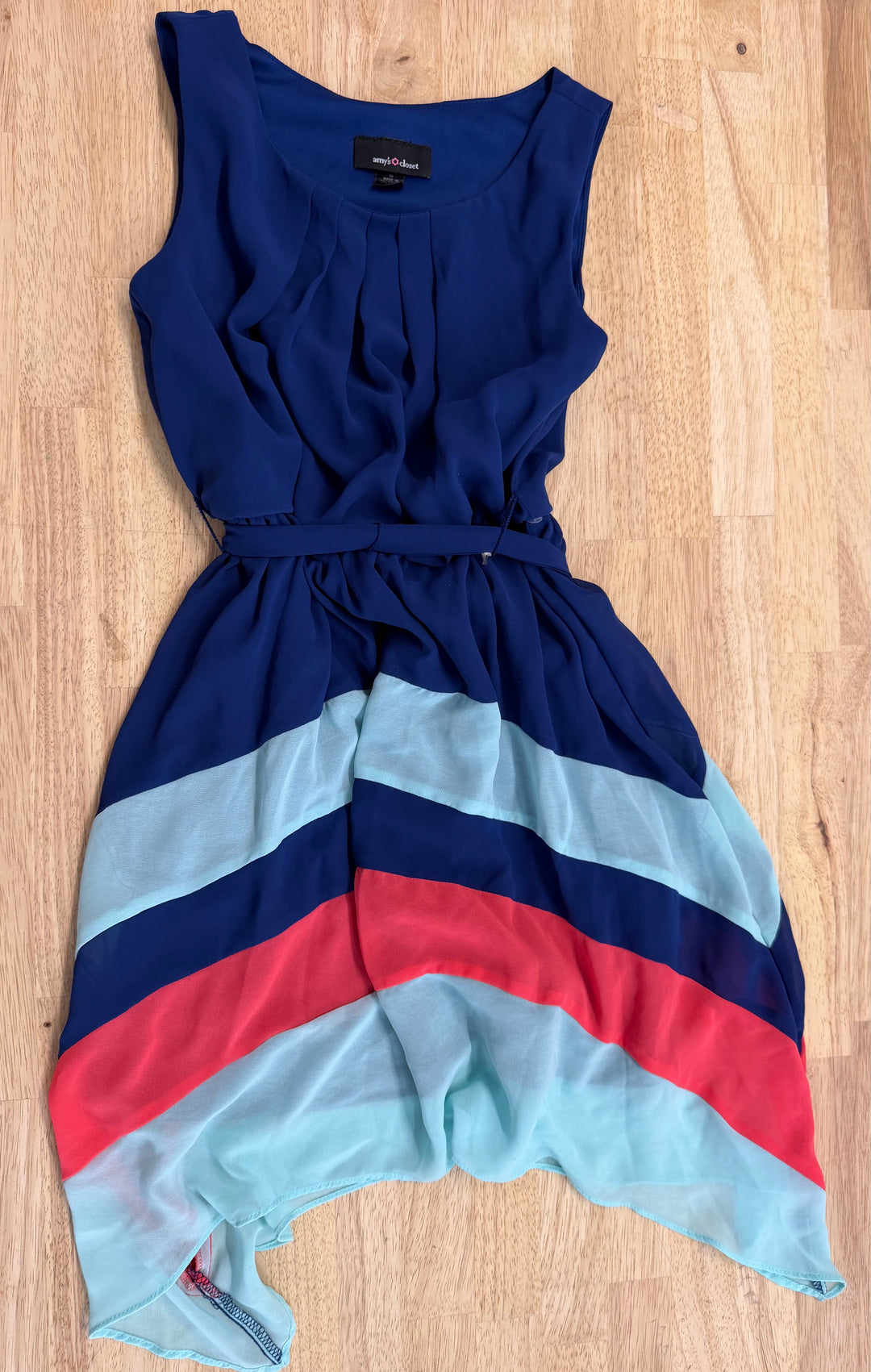 Amy's Closet Dress – 10 | Blue Striped Hemline