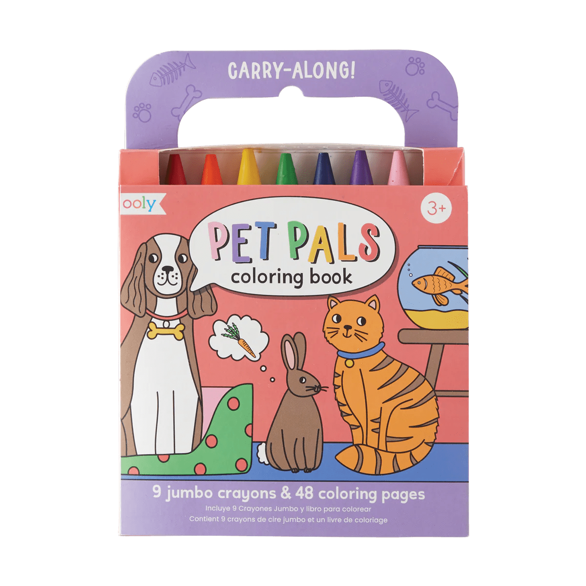 Carry Along! Coloring Book and Crayon Set - Pet Pals - Set of 9 Crayons - Nest and Sprout - Ooly