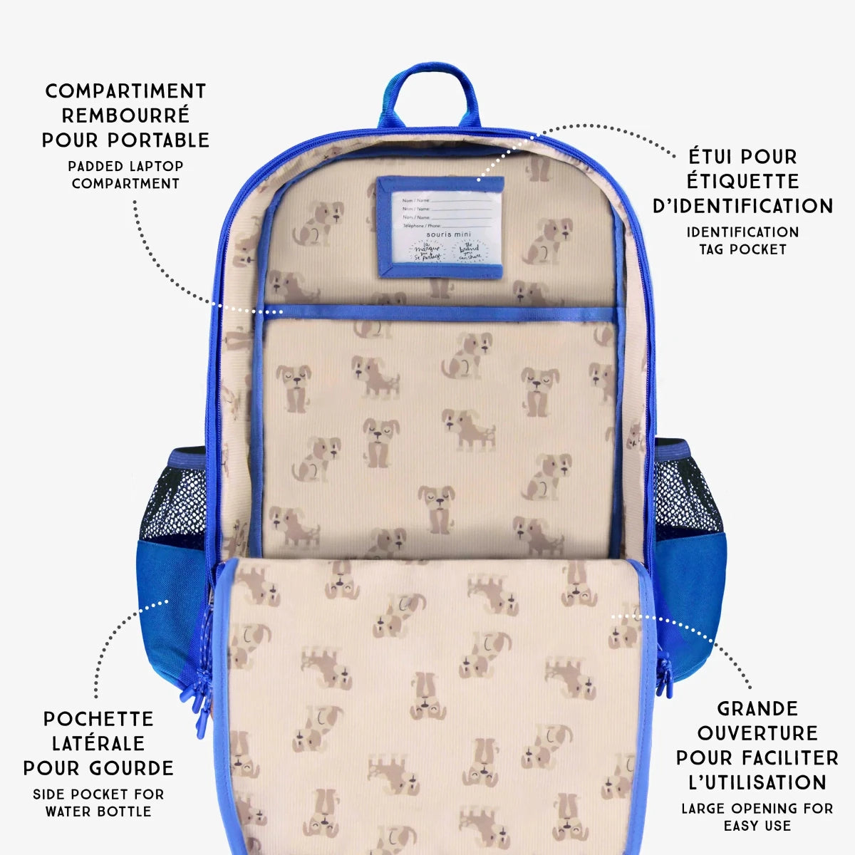 Children's Blue Backpack - Nest and Sprout - Souris Mini