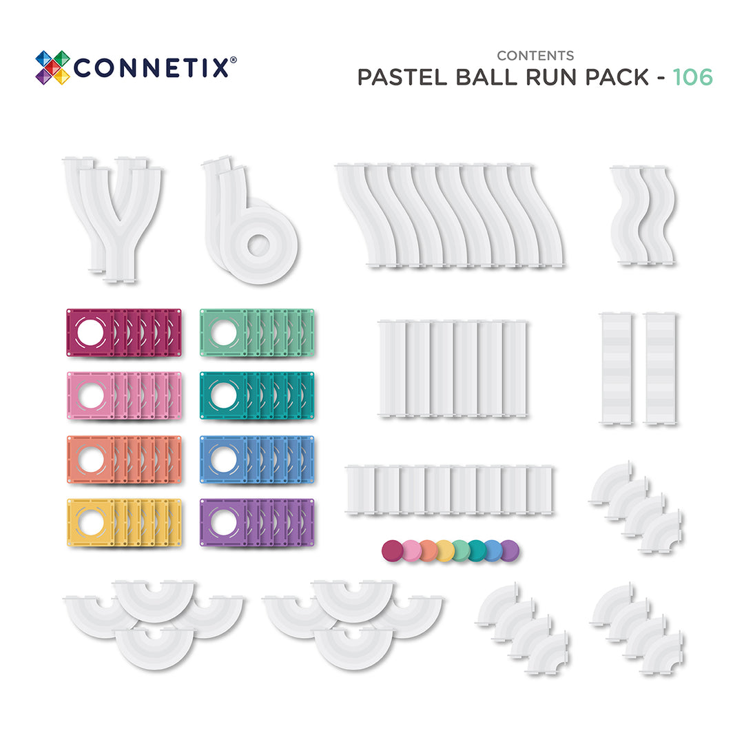 Connetix Pastel Ball Run Pack, 106 Pieces  Available mid December