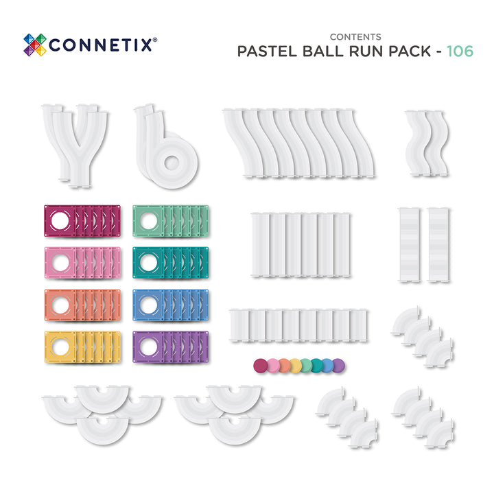 Connetix Pastel Ball Run Pack, 106 Pieces  Available mid December