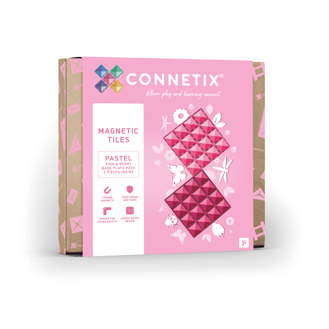 Connetix Pastel Pink & Berry Base Plate Pack, 2 Pieces  Available mid December