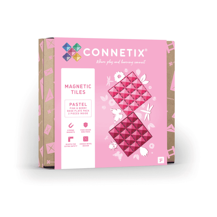 Connetix Pastel Pink & Berry Base Plate Pack, 2 Pieces  Available mid December