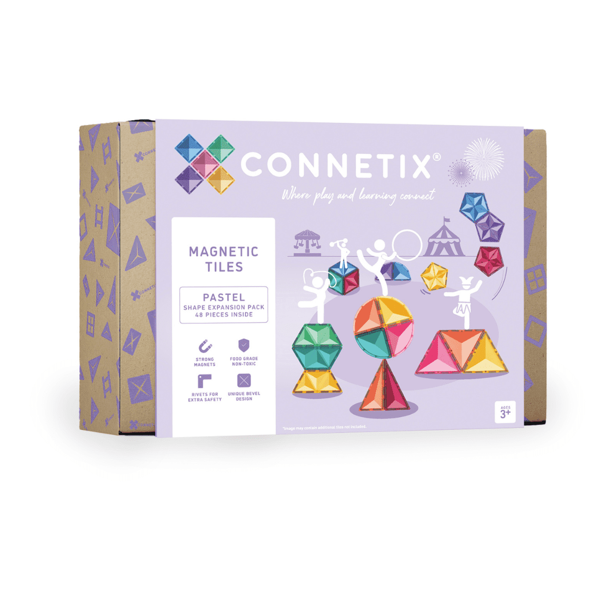 Connetix Pastel Shape Expansion Pack, 48 Pieces - Nest and Sprout - Connetix