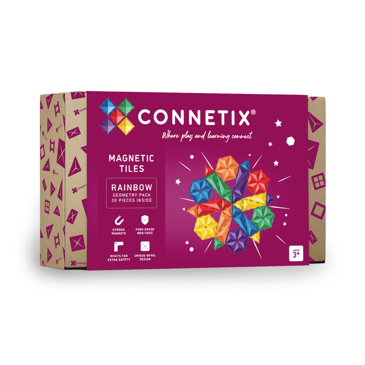 Connetix Rainbow Geometry Pack, 30 Pieces - Nest and Sprout - Connetix
