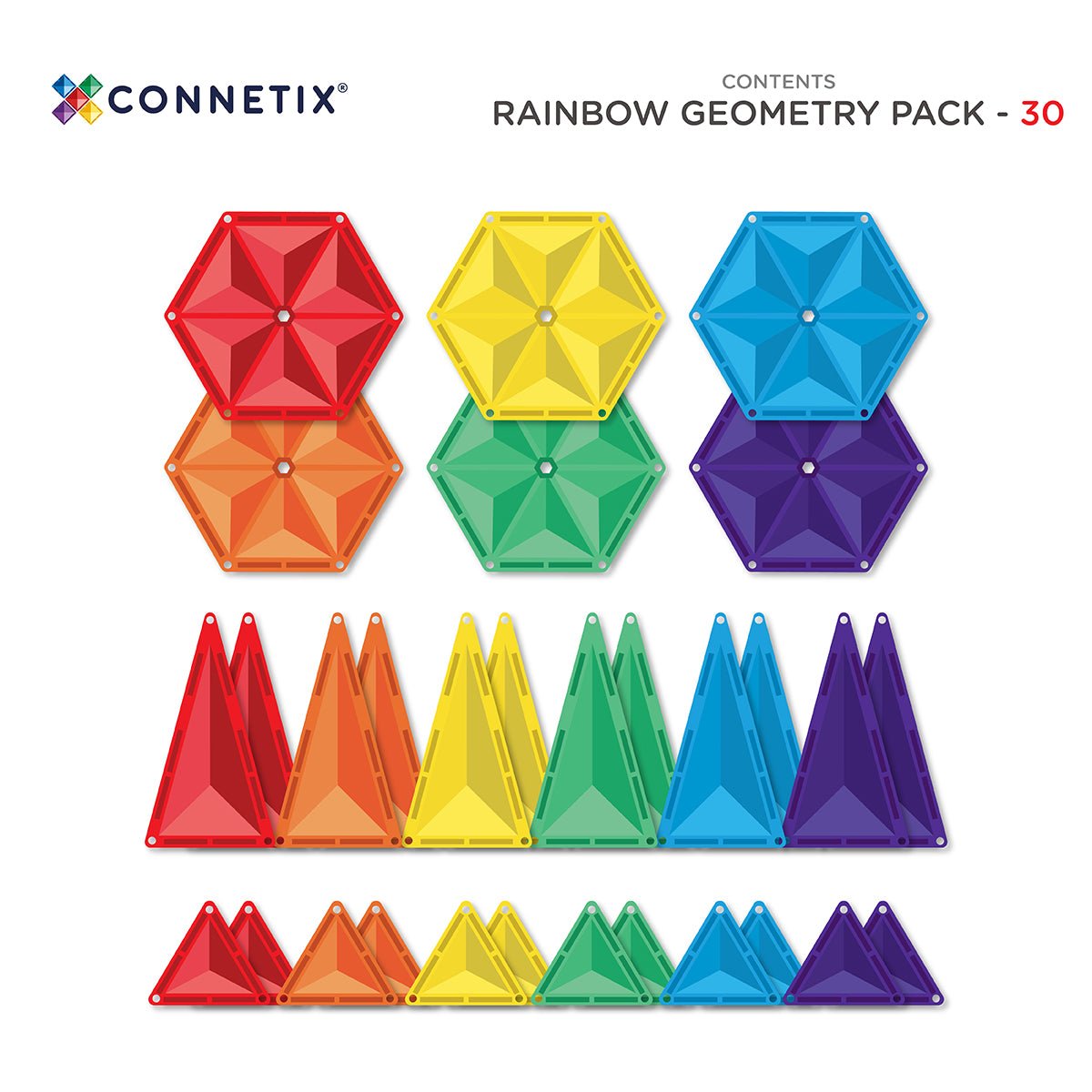 Connetix Rainbow Geometry Pack, 30 Pieces - Nest and Sprout - Connetix