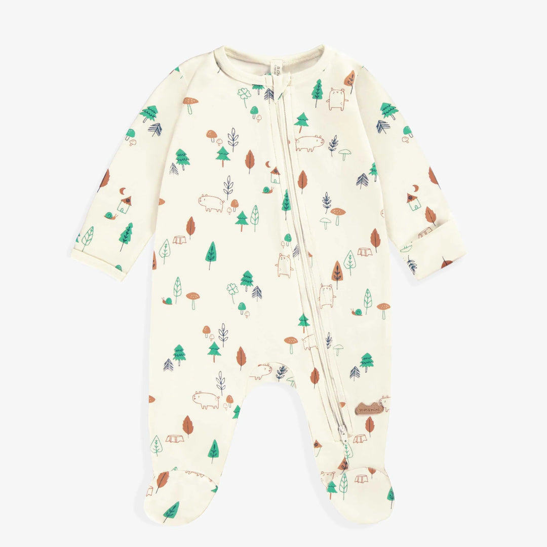 Cream Baby Pajamas | Forest Print