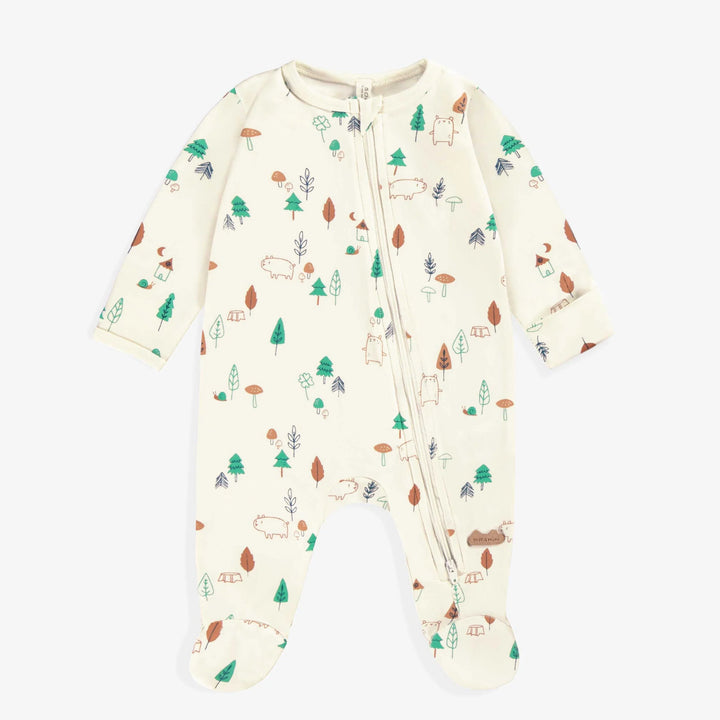 Cream Baby Pajamas | Forest Print