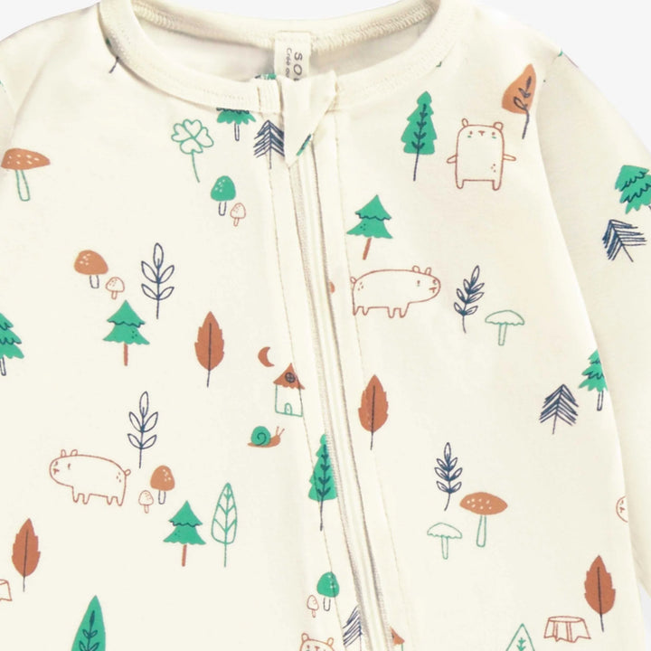 Cream Baby Pajamas | Forest Print