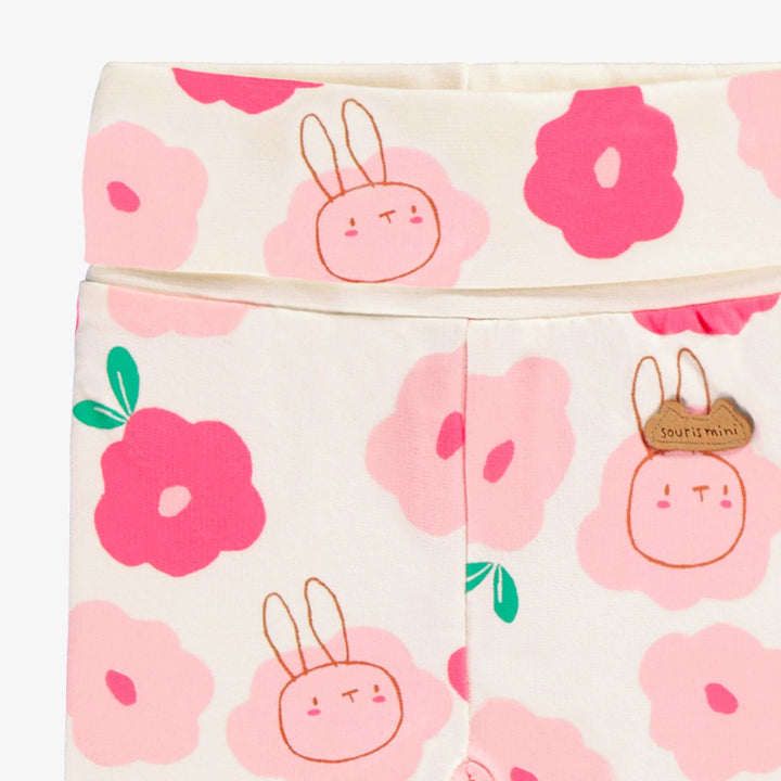 Cream Floral Baby Leggings