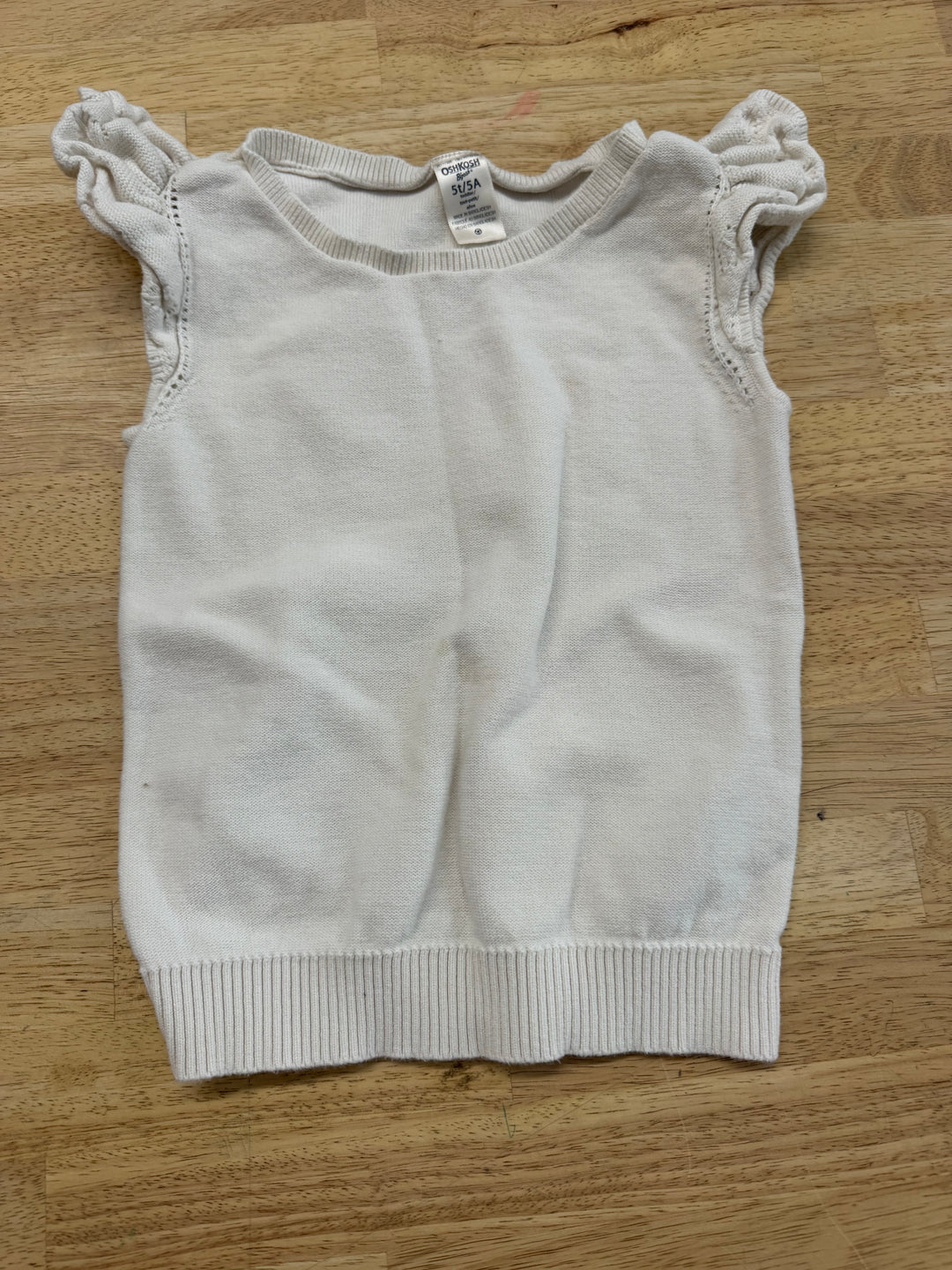 OshKosh Knit Sweater Top – 5T | Cream | Cap Sleeves