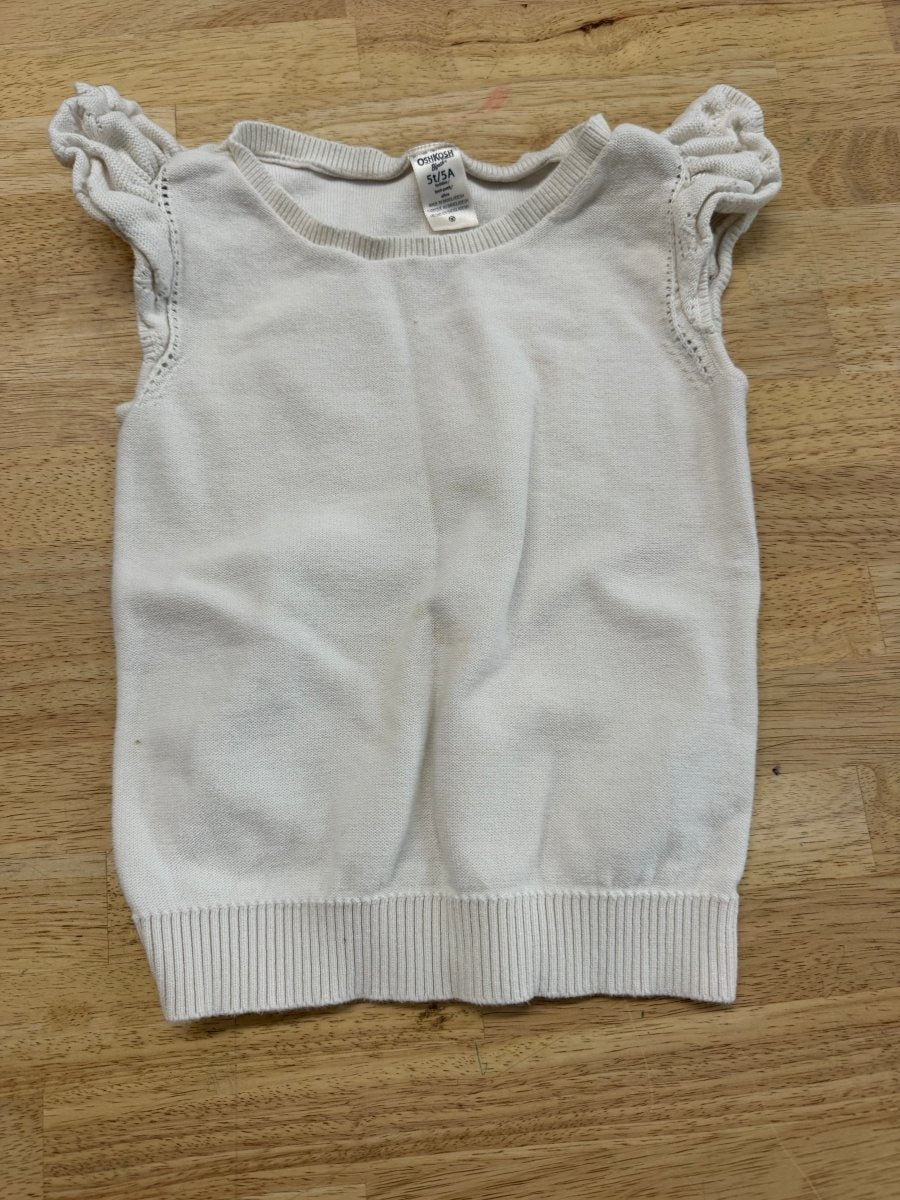 OshKosh Knit Sweater Top – 5T | Cream | Cap Sleeves - Nest and Sprout-Consignment