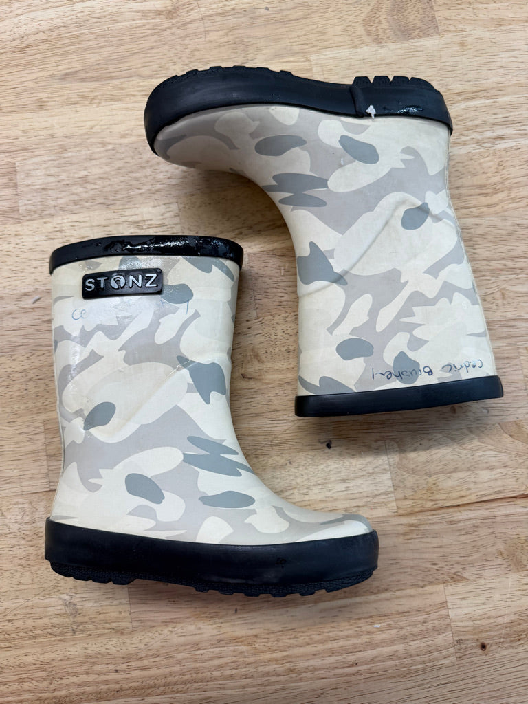 Stonz Camo Rain Boots – 7 (EU 23) | Light Wash Sand