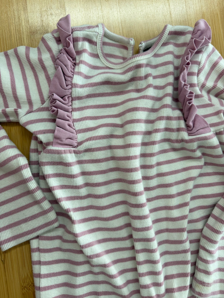 Lola and Taylor One Piece Romper – 2/3 | Purple and White Ribbed Stripe