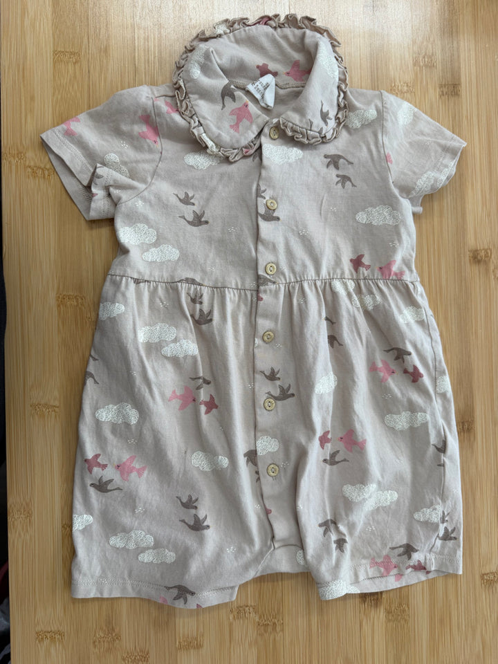 H&M Bird Print romper shorts – 2Y | Beige Collared