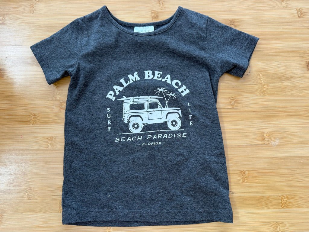 Mebie Baby Palm Beach Grey Short Sleeve Shirt – 3T - Nest and Sprout-Consignment