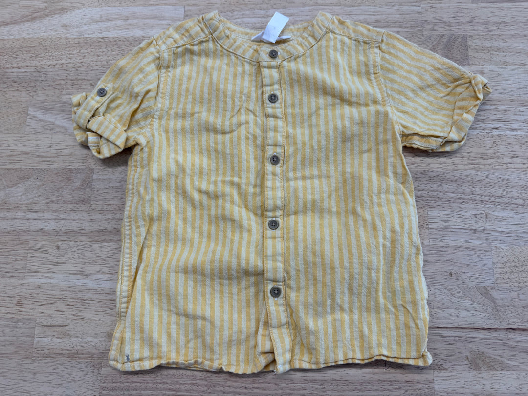 Joe Fresh x Jillian Harris Stripe Shirt – 5 | Yellow Two-Tone Vertical Stripe Linen/Cotton