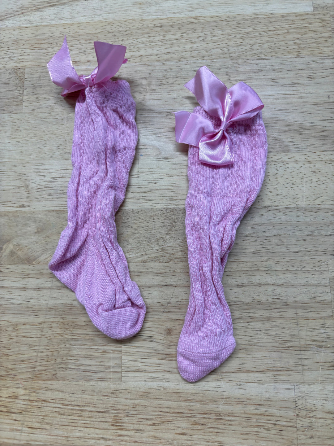 Pink Knee-High Knit Bow Socks 10-11cm