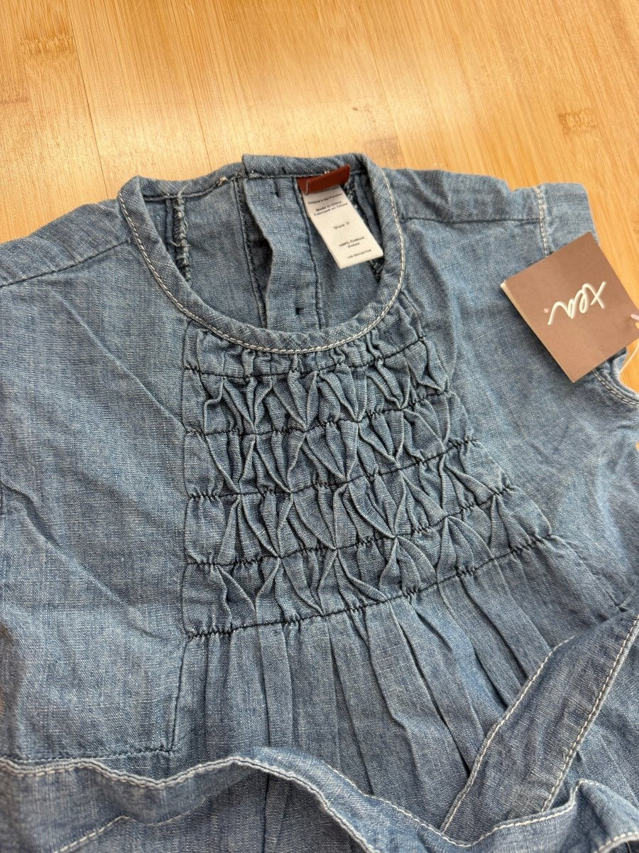 Tea Collection Dress – NWT 3y | Denim Smocked Bodice Cap Sleeve - Nest and Sprout-Consignment