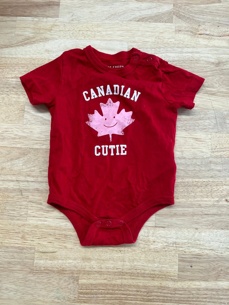 Joe Fresh 3–6M Red Bodysuit – Canadian Cutie - Nest and Sprout - Consignment