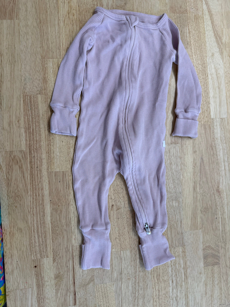 Loulou Lollipop Tencel Waffle Knit Sleeper – 6–12M | Dusty Pink