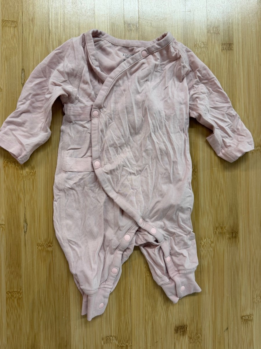 Nest Designs Smock Romper – 0-3 Months | Pink Rose | Kimono Fit - Nest and Sprout-Consignment