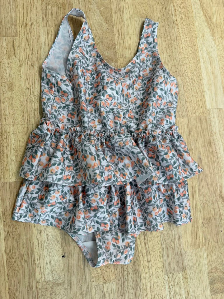 H&M Skirted One-Piece Swimsuit – 3/4 | Orange Leaf Print - Nest and Sprout-Consignment