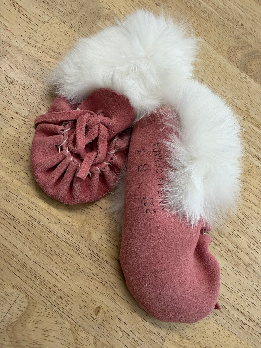 Pink Moccasins – B5 | Real Fur Suede Made in Canada - Nest and Sprout - Consignment