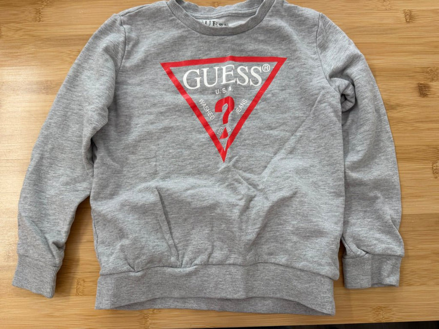 Guess Sweatshirt – 6X/7 | Grey Logo Front - Nest and Sprout-Consignment