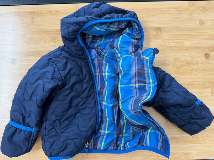 The North Face Reversible Puffer Jacket – 12–18M Est. | Navy Quilted & Plaid - Nest and Sprout - Consignment
