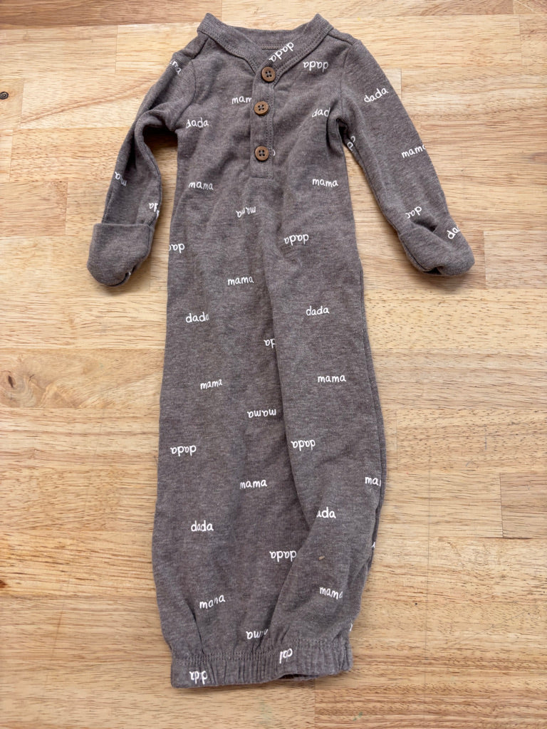 Carters Baby Gown – Brown Dada & Mama Print Preemie