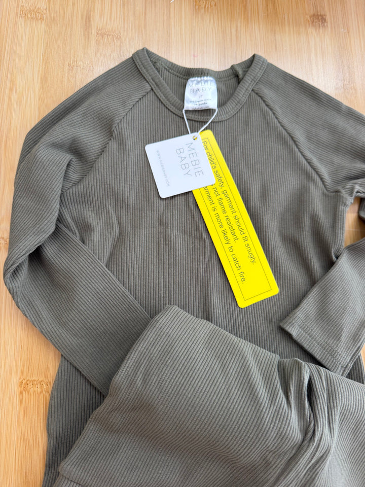 Mebie Baby Olive Ribbed Sleep Set – 2T | Long Sleeve | NWT