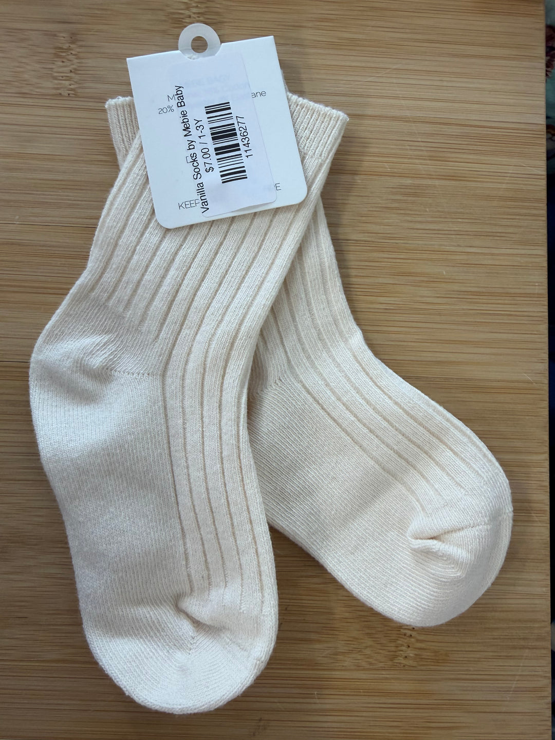 Mebie Baby Vanilla Cream Ribbed Socks – 1–3Y | NWT