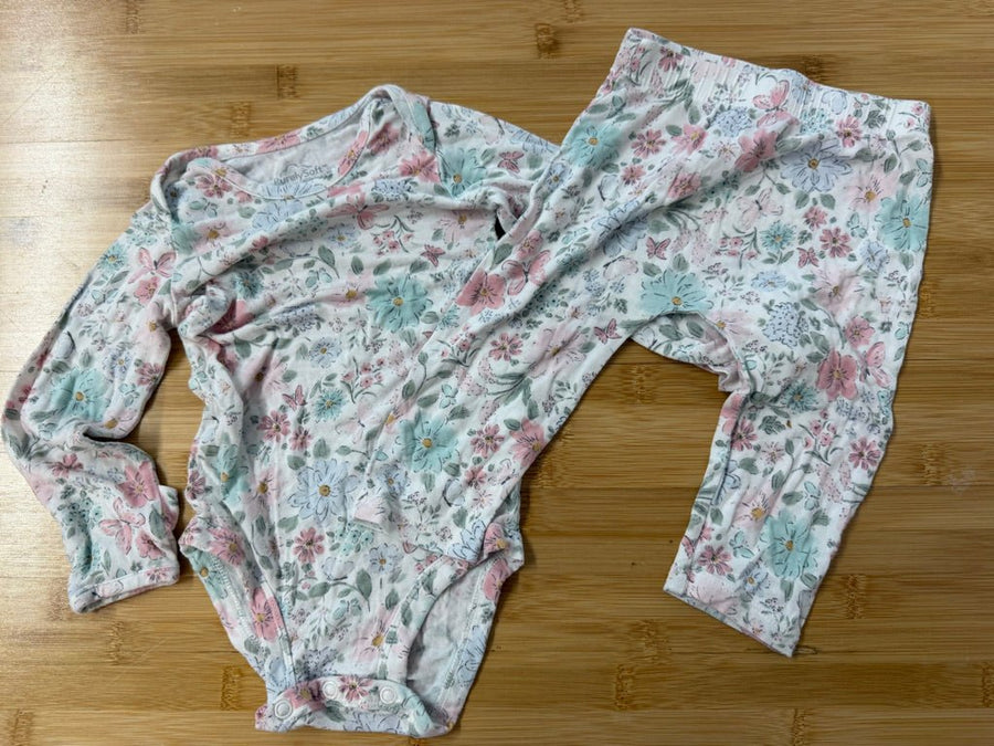 Purely Soft Floral Butterfly Two-Piece Set – 6M | White - Nest and Sprout-Consignment