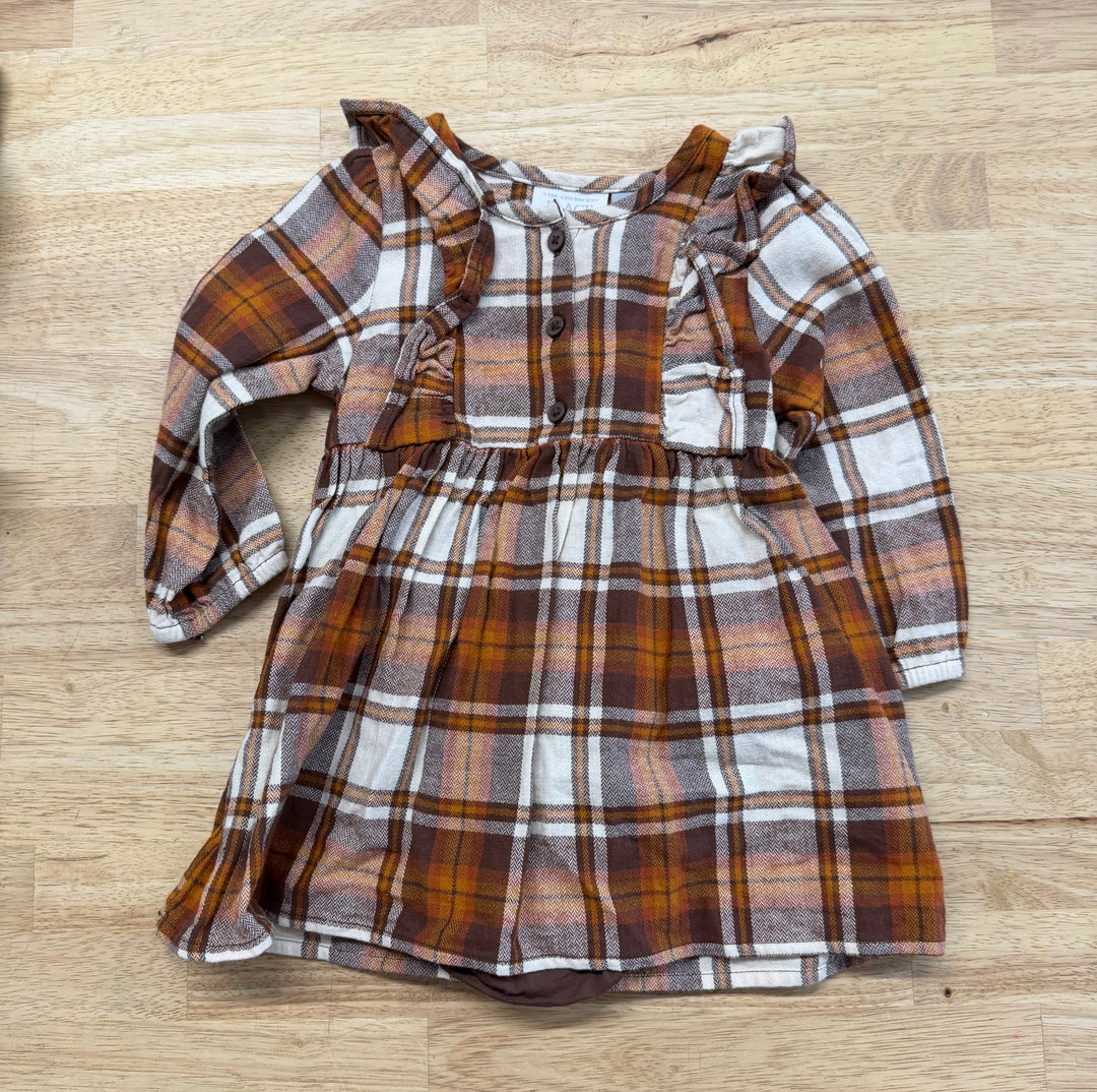 The Children's Place Plaid Dress – 12-18M | Orange & Brown Long Sleeve