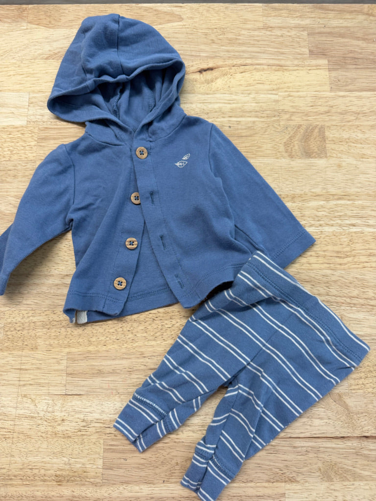 Carter's Newborn Set – Newborn | Stone Blue Pants & Cardigan