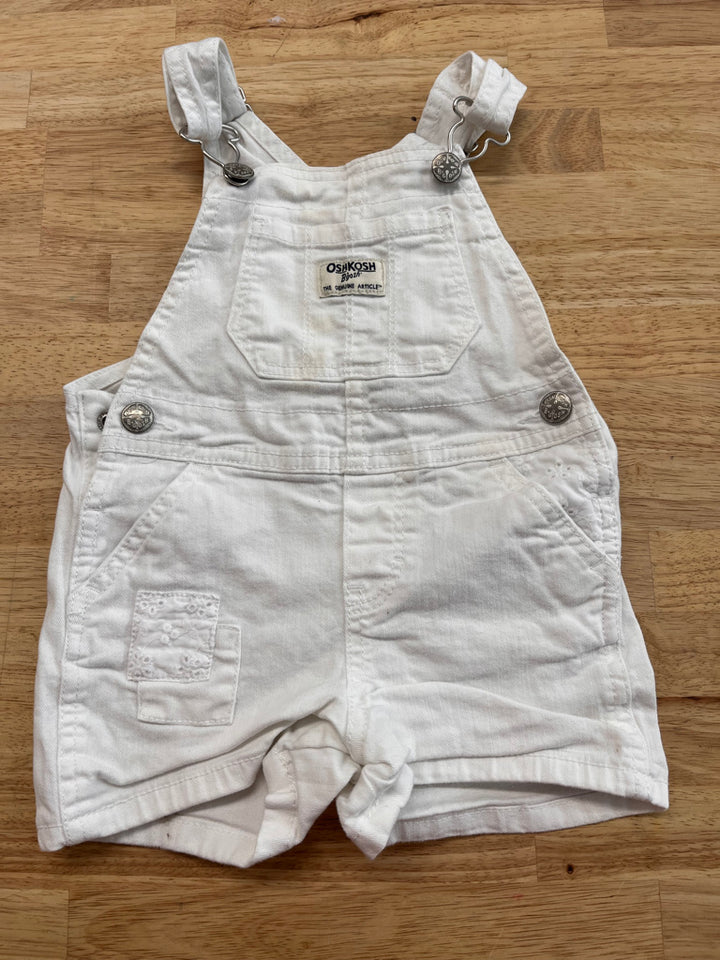 OshKosh Short Overalls – White Denim 2t