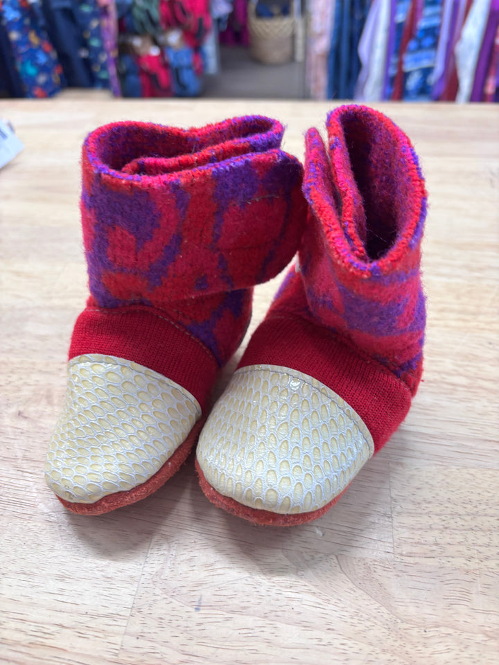 Nooks Wool Booties Snakeskin Toe Pink/Purple 13cm