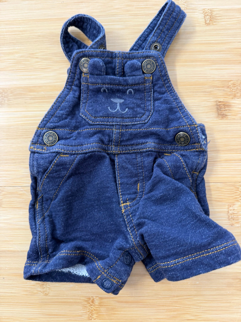 Carter's Soft Denim Overalls – Newborn | Dark Wash Short Snap