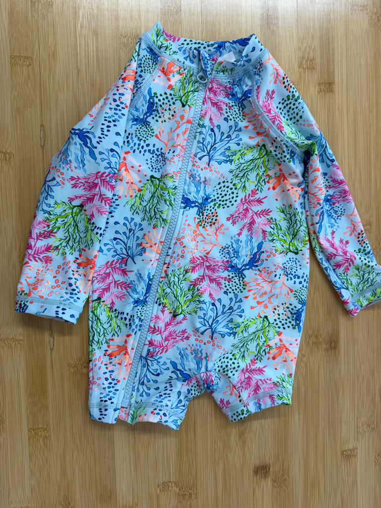 Joe Fresh Coral Print Jumpsuit – 12–18M | Light Blue