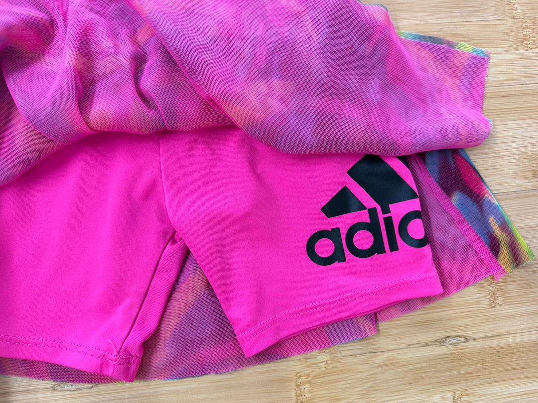 Adidas Skort – 3T | Mesh Tulle Overlay Pink & Yellow