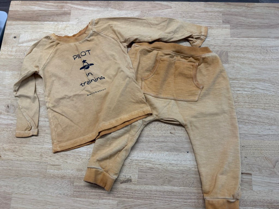 Belly Button Harem Organic Cotton Two-Piece Set – 86 | Pilot in Trainings - Nest and Sprout-Consignment