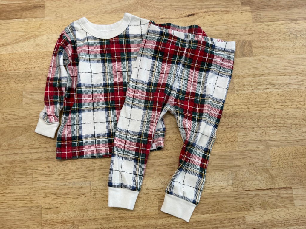 Baby Gap Organic Sleep Set – 18–24M | Red & Green Plaid | Holiday | Play - Nest and Sprout - Consignment