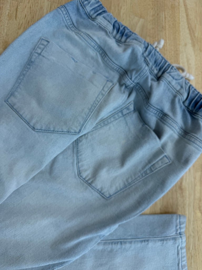 PGD Slim Straight Jeans – Adult XXS | Light Wash Drawstring Waist - Nest and Sprout-Consignment